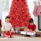 Best Choice Products Pre-Lit Red Christmas Tree, Artificial Full Holiday Decoration w/ Incandescent Lights